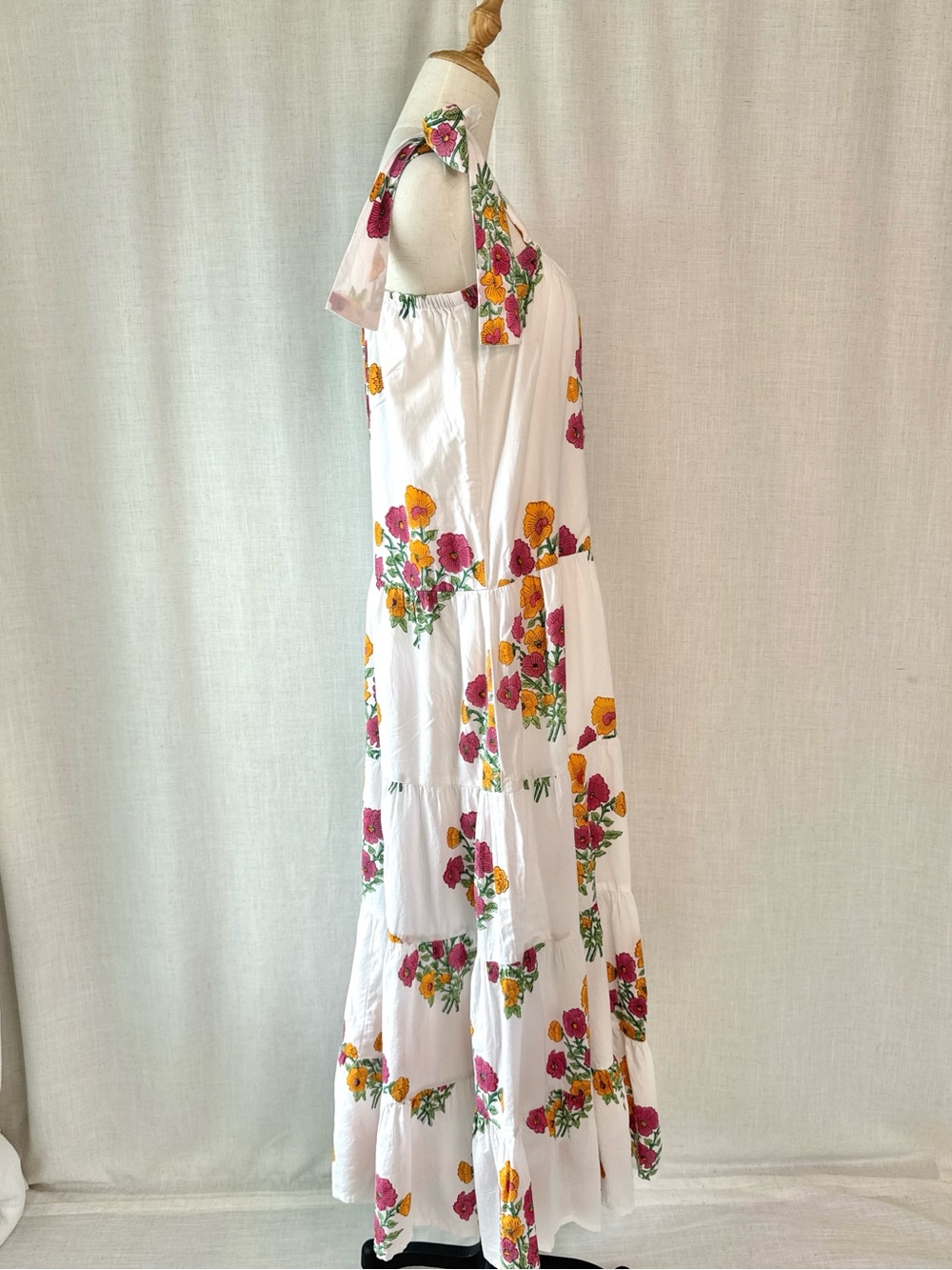 Victoria Dunn King Street Posies Floral Maxi Dress Cotton White Orange Pink XL - Picture 4 of 12